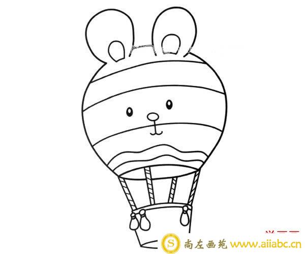 小兔子热气球简笔画图片_小兔子热气球怎么画