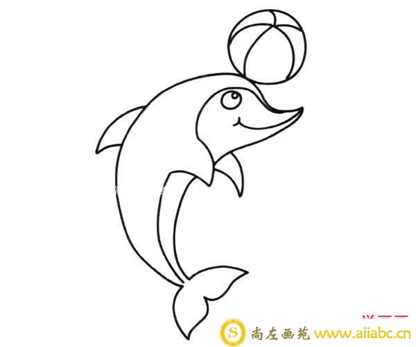 顶篮球的海豚简笔画图片_海豚顶球的简单画法