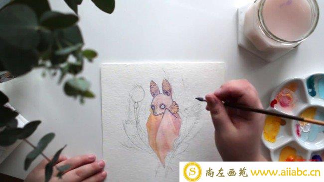 【视频】可爱的蝙蝠清新水彩手绘视频教程图片 蝙蝠水彩的画法步骤过程_