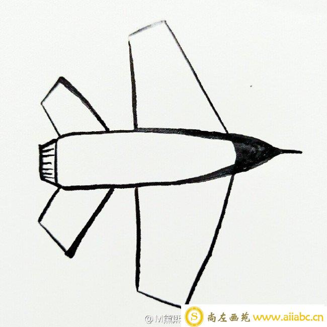 战斗机简笔画教程图片 战斗机飞机的简笔画画法 简单战斗机怎么画_