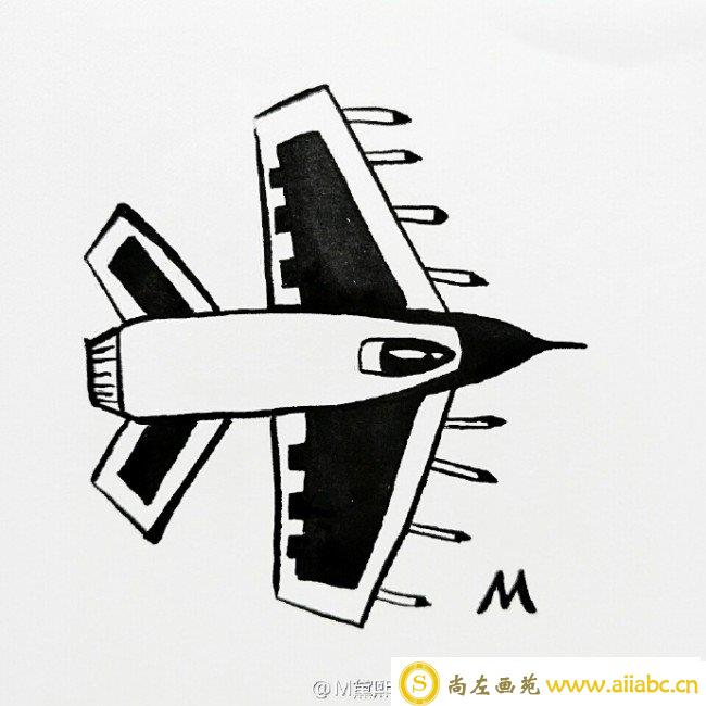 战斗机简笔画教程图片 战斗机飞机的简笔画画法 简单战斗机怎么画_