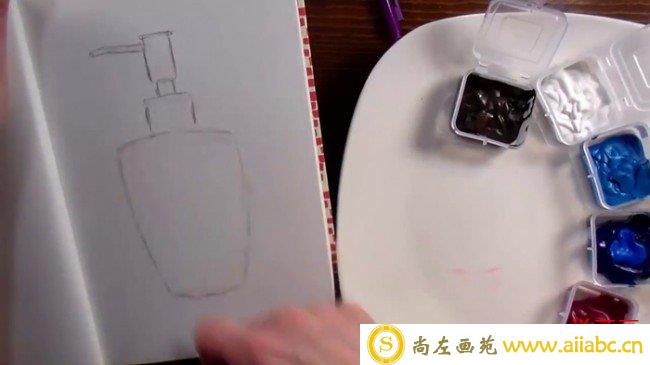 【视频】精美的香水瓶玻璃质感水彩画手绘视频教程图片 香水瓶怎么画画法_