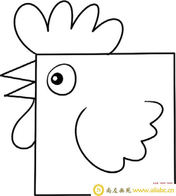 简笔画   有趣的公鸡  画上眼睛和嘴巴