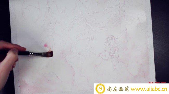 【视频】森林中的女孩童话故事水彩画手绘视频教程图片 童话插画画法步骤_