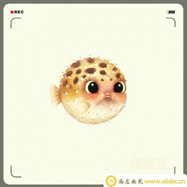 各种可爱的小动物彩铅画作品 插画师嘎嘣豆_