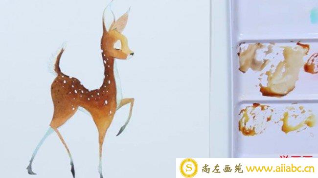 【视频】可爱萌的梅花鹿水彩手绘视频教程图片 梅花鹿的画法_
