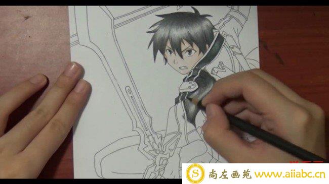 【视频】握剑的战斗姿势人物动漫男生彩铅手绘画视频教程画法图片_