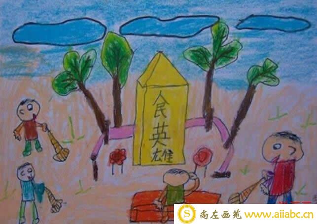 清明节扫墓场景为主题的儿童画 - 清明节祭祖扫墓踏青怎么画