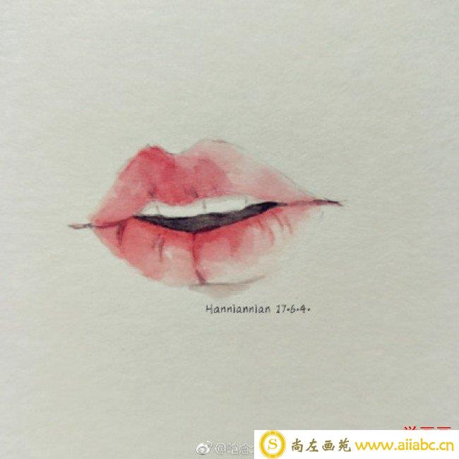各种性感嘴唇水彩画图片 女性性感红唇水彩手绘教程 女生嘴唇画法_