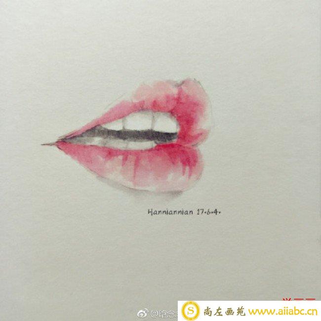 各种性感嘴唇水彩画图片 女性性感红唇水彩手绘教程 女生嘴唇画法_
