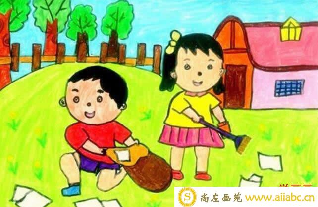 快乐五一劳动节简单儿童画作品 - 热爱劳动/蜡笔画图片