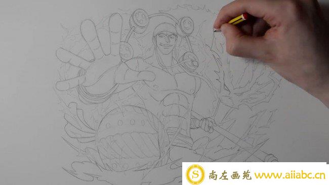 【视频】海贼王雷神艾尼路马克笔动漫人物手绘视频教程 教你画雷神_