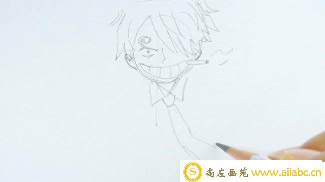 【视频】海贼王香吉士动漫插画线稿手绘视频教程 教你画出可爱Q版香吉士的线稿_