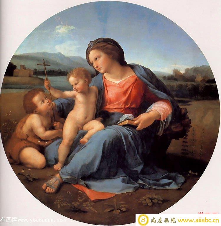 油画：阿尔巴圣母，画家：拉斐尔