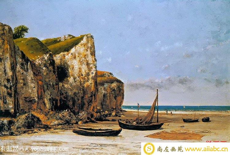 油画：诺曼底海岸，画家：库尔贝