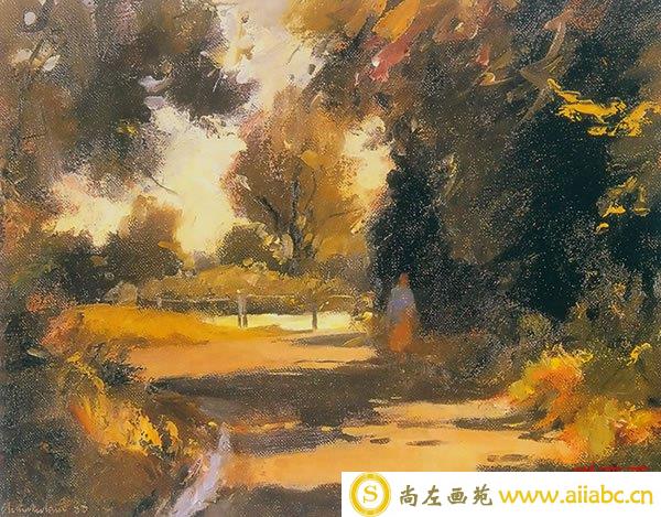 油画：夏普摩尔安德的春日，画家：特雷弗·张伯伦