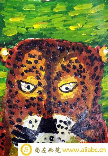儿童油画优秀奖作品：《猎豹》，参赛年龄5岁