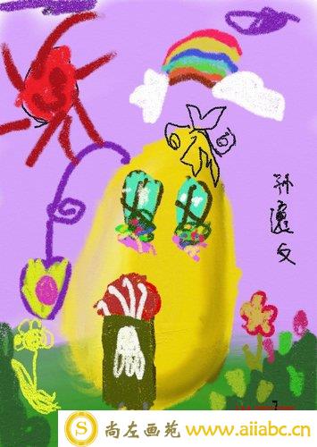 儿童油画优秀奖作品：花，参赛年龄岁