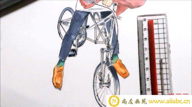 【视频】趴在自行车上的女生动漫人物手绘视频教程图片马克笔上色_