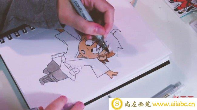 【视频】超可爱的小忍者动漫人物马克笔手绘插画视频教程 马克笔动漫图片教程_