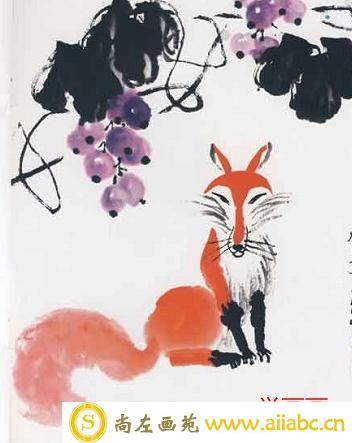 简单儿童国画作品-红色狐狸