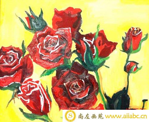 儿童油画银奖作品：玫瑰，参赛年龄8岁