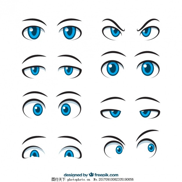 动漫人物的眼睛：动漫人物眼睛画法，求以下差不多类型的图片，多多益善。