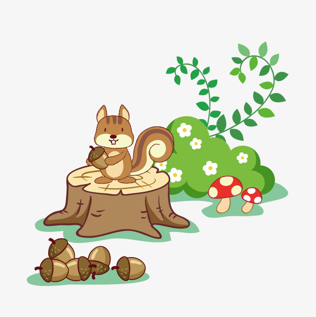 松鼠素描可爱彩色吃松果：你知道小松鼠为什么每次摘松果吃一个,埋下一个?