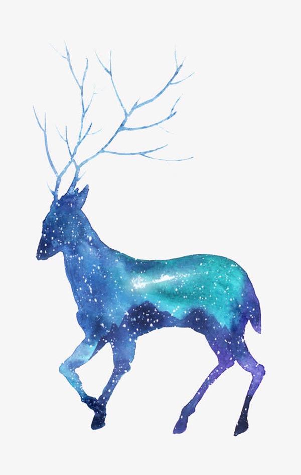 水彩画星空鹿教程：求美术高人，怎么用颜料画星空的图