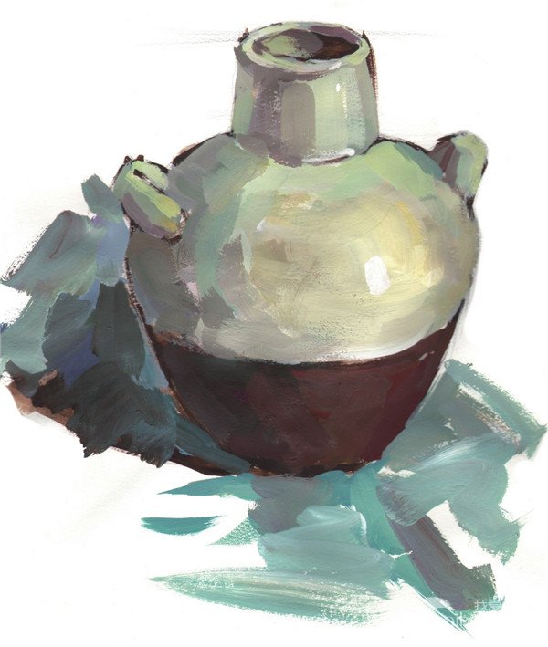 陶罐水粉画步骤：如何用水粉画好不带釉的陶罐？